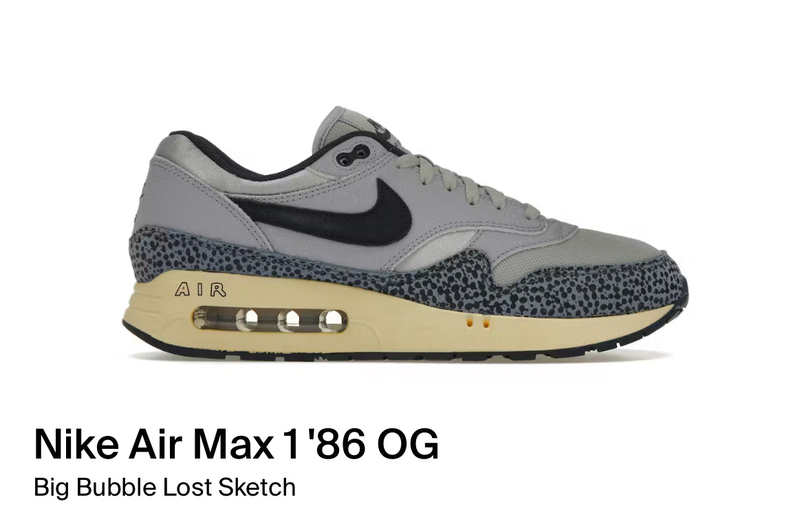 Nike Air Max 1'86 OG Big Bubble Lost Sketch (Size 9)