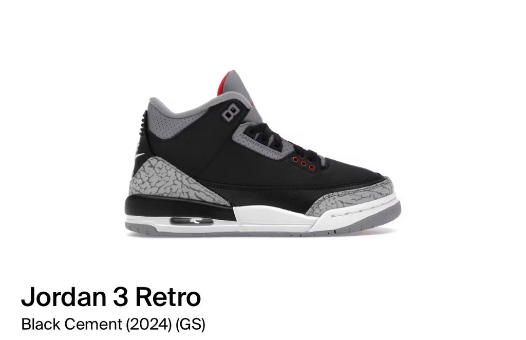 Jordan 3 Retro
Black Cement (2024) (GS)