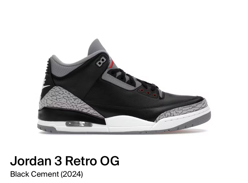 Jordan 3 Retro OG Black Cement (2024) (Size 11)