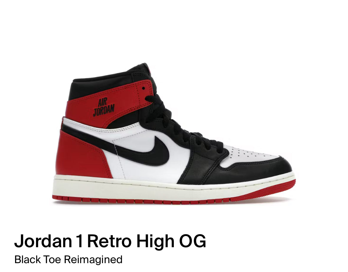 Jordan 1 Retro High OG Black Toe Reimagined (Size 12)