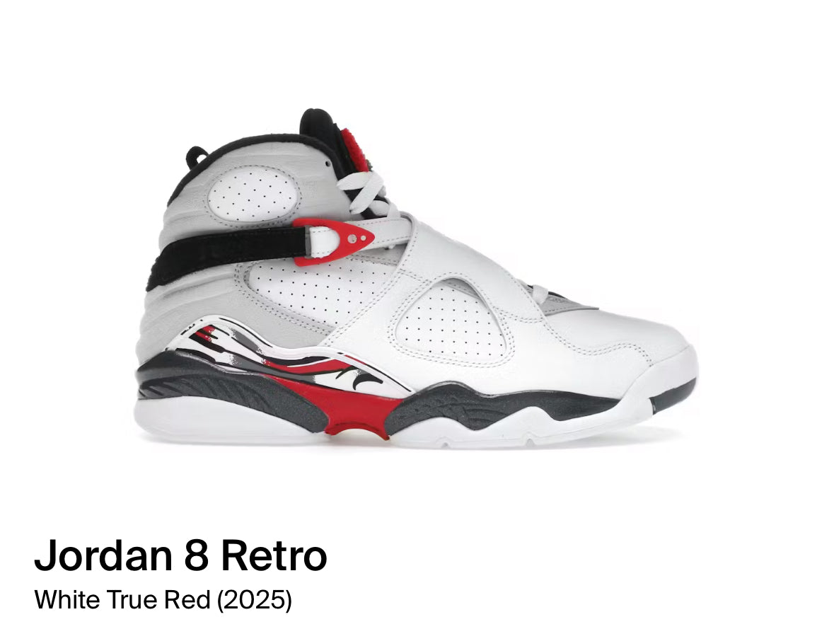 Jordan 8 Retro White True Red (2025)