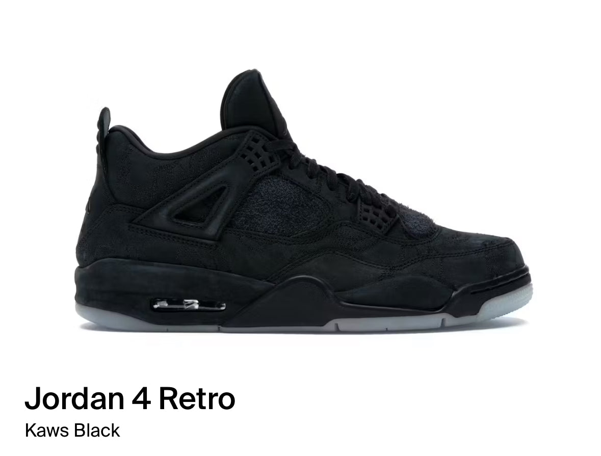 Jordan 4 Retro Kaws Black (Size 12)