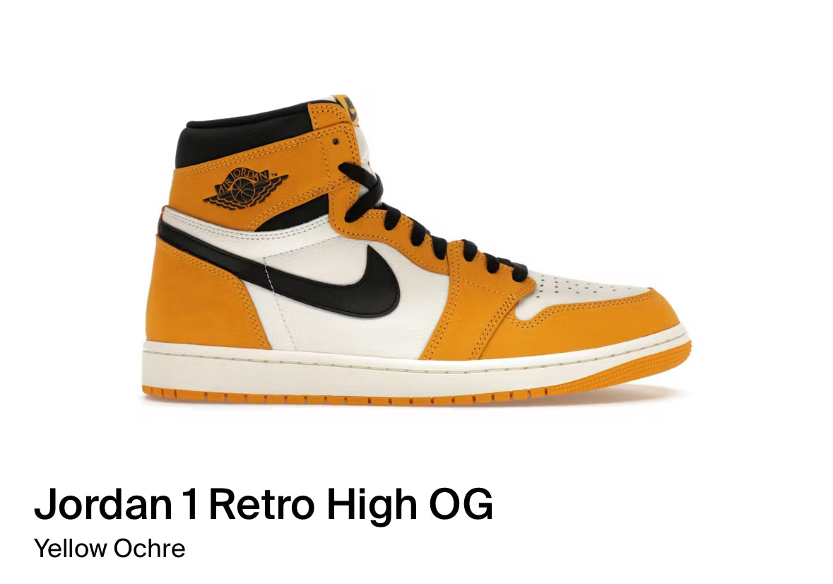 Jordan 1 Retro High OG Yellow Ochre (Size 9)
