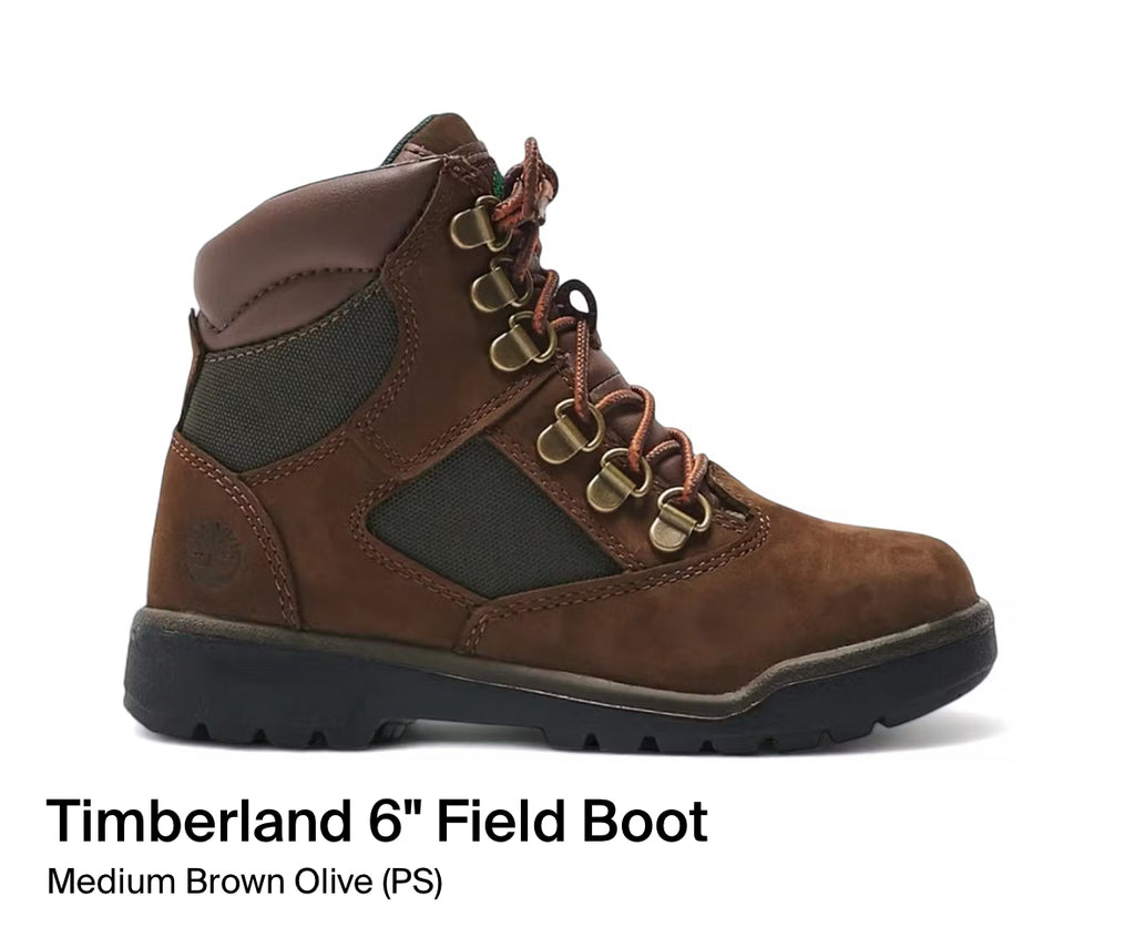 Timberland 6" Field Boot Medium Brown Olive (Size 3Y)