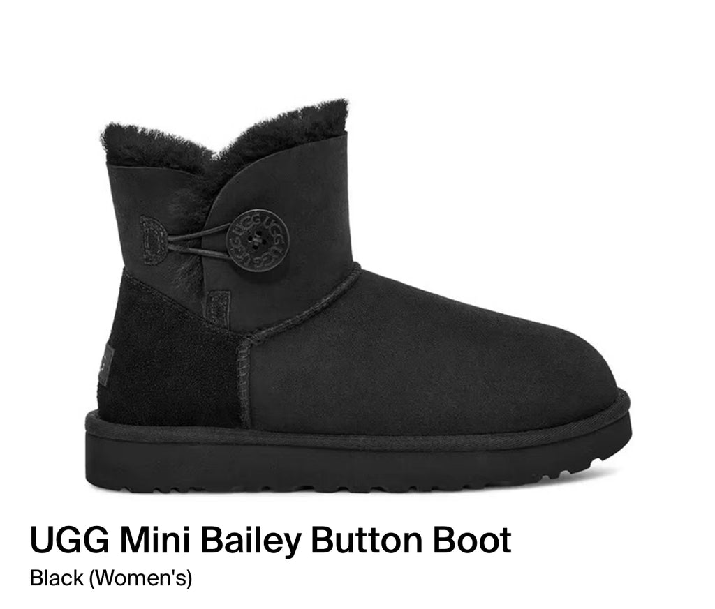 UGG Mini Bailey Button Boot Black (Size 5W/3.5Y)