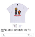 BAPE x adidas Dame Baby Milo Tee White - LARGE